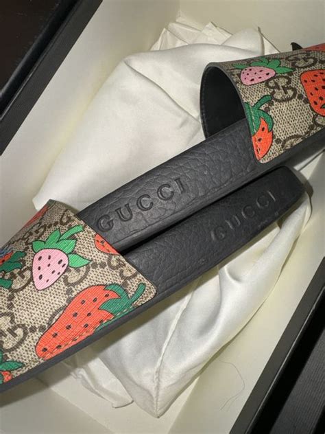 gucci strawberry slides size 7|gucci strawberry slide goat.